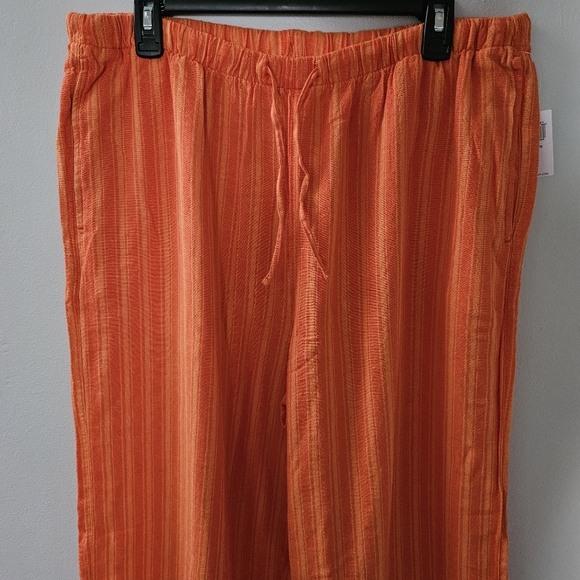 Old Navy Orange Linen Wide-Leg Pants Size Large - Picture 2 of 6
